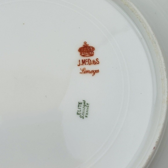 Limoges Elite 5 Salad Plate Lot Pink Yellow Floral Spray Gold Rim J.Mc.D&S - Picture 5 of 6